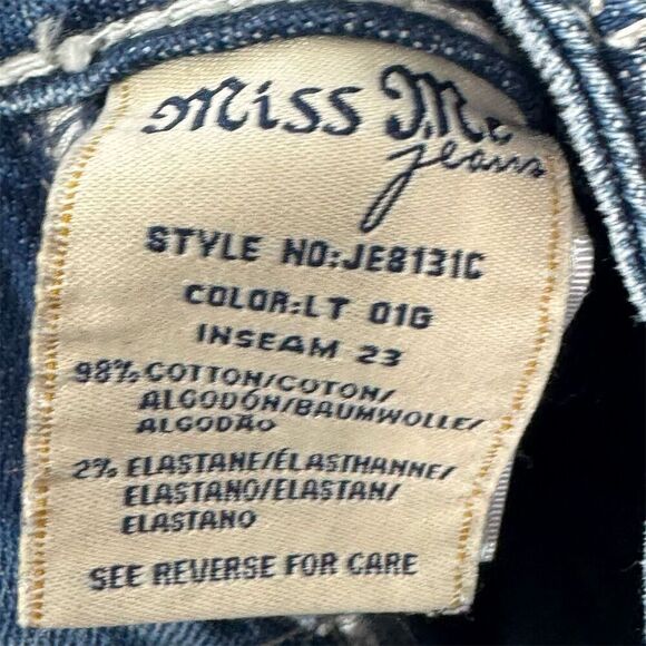 Miss Me Signature Cropped Jeans 25 Light Wash Bling Pocket JE8131C Inseam 23 - Picture 8 of 8
